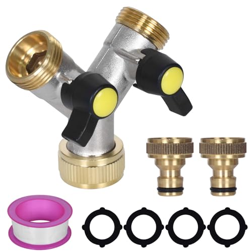 DecorDwell 2 Wege Verteiler Wasser 3/4" Wasserhahn Wasserverteiler Messing Wasseranschluss Verteiler mit individuellem Absperrhähnen Y-Verteiler für Garten Zulaufschlauch Waschmaschine Geschirrspüler DecorDwell 2 Wege Verteiler Wasser 3/4" Wasserhahn Wasserverteiler Messing Wasseranschluss Verteiler mit individuellem Absperrhähnen Y-Verteiler für Garten Zulaufschlauch Waschmaschine Geschirrspüler von DecorDwell