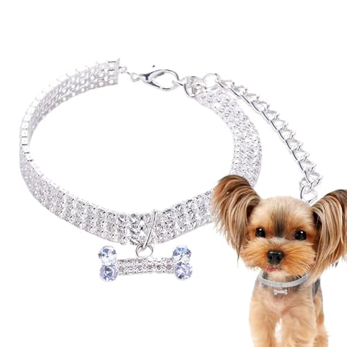 Decorhome Ausgefallenes Hundehalsband, Welpenhalskette - 3 Reihen Strass Knochen Anhänger,Halskette mit Knochenanhänger, Strasssteinen, Haustieren, Verstellbarer -Strass-Knochenschmuck, Party- und Decorhome Ausgefallenes Hundehalsband, Welpenhalskette - 3 Reihen Strass Knochen Anhänger,Halskette mit Knochenanhänger, Strasssteinen, Haustieren, Verstellbarer -Strass-Knochenschmuck, Party- und von Decorhome