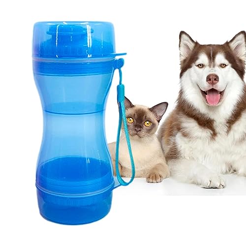 Decorhome Hundewasserbecher - Auslaufsicherer tragbarer Welpenspender,Doppelt versiegelter Hundewasserflaschenspender mit Futterbehälter für Haustiere, Katzen, Camping von Decorhome
