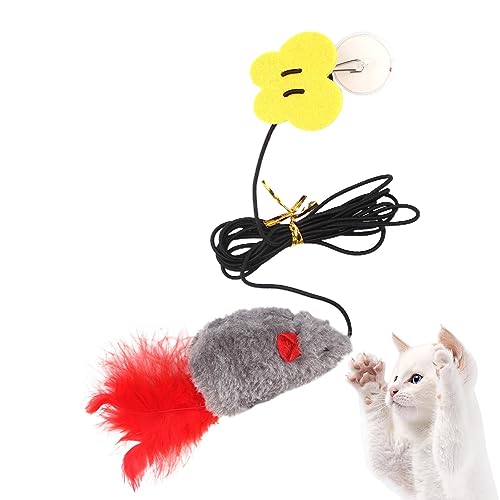 Decorhome Katzentür-Spielzeugschnur - Lustige Türbehänge Maus mit Feder und stimmender Maus - Schaukelspielzeug, interaktives Katzenspielzeug mit Feder und einziehbarer Schnur mit Stimmmaus von Decorhome