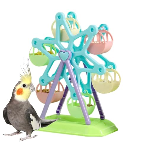 Decorhome Papageien-Riesenrad, Futterrad-Papageienspielzeug,Interaktives Vogelhäuschen | Rotierende Sitzstange und Futterstation für kleinere Vögel, interaktives und lustiges Spielzeug zum Trainieren von Decorhome