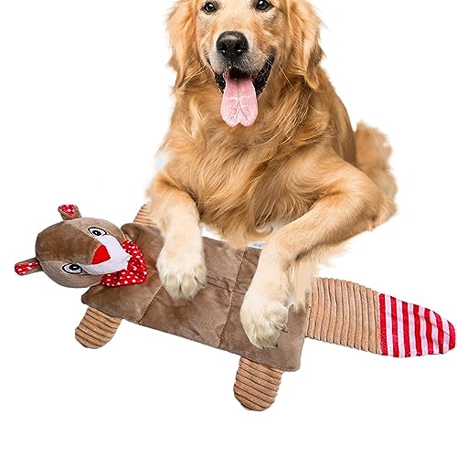Decorhome Süßes quietschendes Plüsch-Hundespielzeug, Interaktives Plüsch-Kauspielzeug für Welpen mit Quietschern, Natürliches Welpenspielzeug ohne Füllung zum Zahnen für kleine und große Hunde von Decorhome
