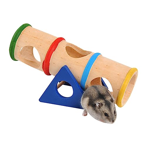 Hölzernes Wippe-Tunnel-Spielzeug | Hölzernes Hamstertunnelspielzeug,Kaukäfig-Zubehör für Zwergmäuse, hohles Rüsselversteck für Kleintiere für Meerschweinchen, Hamster, Kaninchen Decorhome von Decorhome