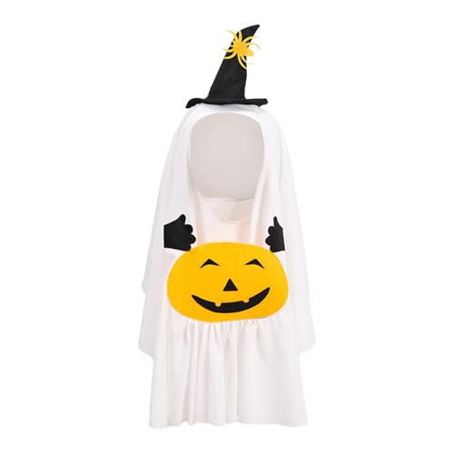 Hundegeisterkostüm – Hexenhut Kürbis weißes Geisterkostüm – Haustier-Outfits für Halloween, Cosplay, Versammlungen, Urlaubskleidung für Hunde und Katzen von Decorhome