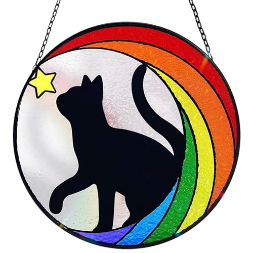 Katzen-Gedenkstätte – Regenbogen-Katze, Hund, Gedenkornamente, Fensterdekoration, Anhänger für Katzenliebhaber, Innengarten von Decorhome
