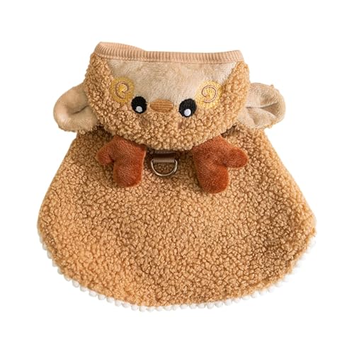 Weihnachts-Umhang für Hunde, Cosplay- für den Winter, warm, Haustier-Cosplay- , Weihnachtsumhang mit niedlichem Cartoon-Hut, gemütlich für Katzen und Welpen von Decorhome