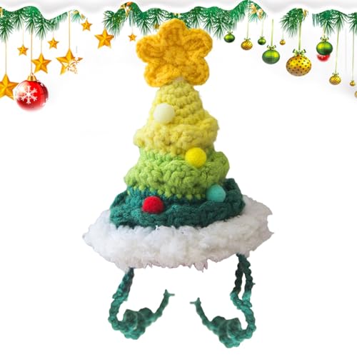 Weihnachtsbaummütze für Katzen, handgewebte Mütze, niedliche Strickmützen für Haustiere, fünfzackiger Stern, handgefertigte Katzenkopfbedeckung Weihnachtsbaummütze für Katzen, handgewebte Mütze, niedliche Strickmützen für Haustiere, fünfzackiger Stern, handgefertigte Katzenkopfbedeckung von Decorhome