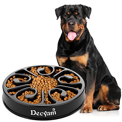Decyam Anti Schling Napf Hund Hundenapf Langsame Fütterung Langsam Fressen Slow Feeder Dog Bowl (L, Schwarz 11.8") von Decyam