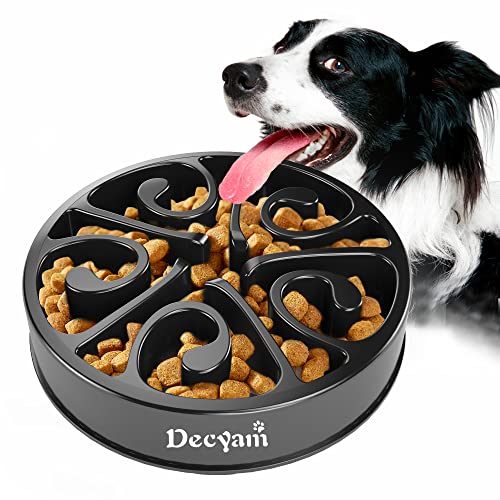 Decyam Anti Schling Napf Hund Hundenapf Langsame Fütterung Langsam Fressen Slow Feeder Dog Bowl (S/M, Schwarz) von Decyam