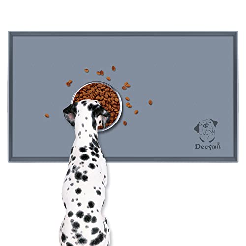 Decyam napfunterlage Hund, napfunterlage Katzen, Hundematte für Schalen mit rutschfestem Design, Katzenmatte mit extra Höhe, napfunterlage leicht zu reinigen(L:23 * 15 inch) von Decyam