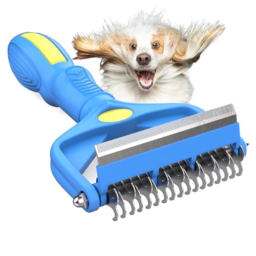 3-in-1-Enthaarungsbürste für Haustiere – Entfilzungsunterwoll-Rechen für dickes Fell bei Hunden und Katzen, verbesserte Version von Decyam