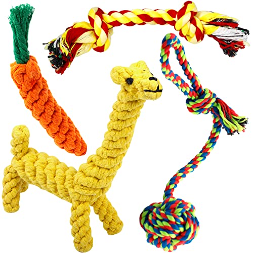 Decyam Hundespielzeug Hunde Kauspielzeug Seile,Welpe Baumwollseil Spielzeug für kleine Hunde, interaktives Hundespielzeug für Langeweile(4pack) von Decyam