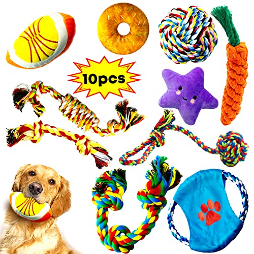Decyam Hundekauspielzeug zum Beißen - Welpe Baumwollseil Spielzeug für kleine Hunde, interaktives Hundespielzeug für Langeweile, quietschendes Spielzeug für Zahngesundheit und Stressabbau von Decyam