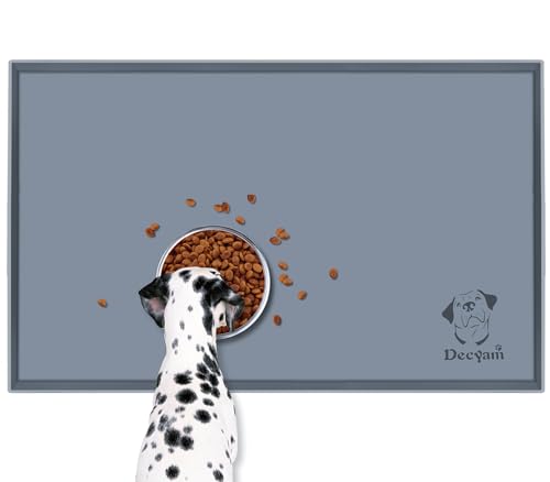 Decyam napfunterlage Hund, napfunterlage Katzen, Hundematte für Schalen mit rutschfestem Design, Katzenmatte mit extra Höhe, napfunterlage leicht zu reinigen(L:23 * 15 inch) von Decyam