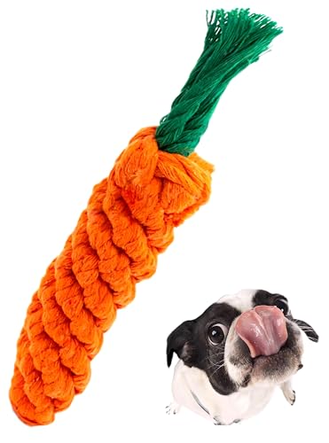 Dog RopeToys Welpen-Kauspielzeug für kleine Hunde, interaktives Tauziehen Karottenspielzeug für Langeweile, Zahngesundheit und Stressabbau, 1 Packung von Decyam