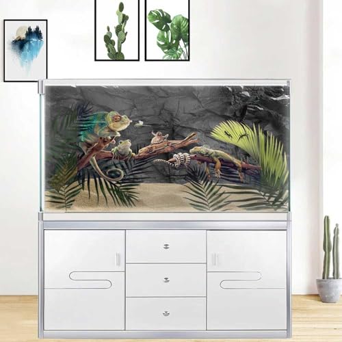 Stein-Aquarium-Hintergrund, schwarzer Fels-Reptilien-Lebensraum-Hintergrund, Felsfisch-Tank-Hintergrundtuch, 122 x 61 cm, Polyester-Terrarium-Hintergrund von DeeCabin