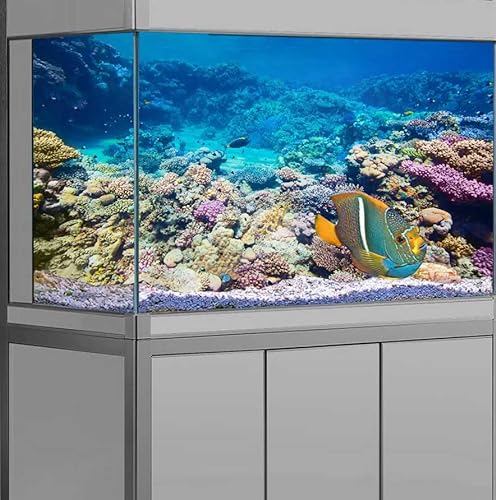 Unterwasserkorallen-Aquarium-Hintergrund, bunte Korallen-Unterwasser-Dekoration, Hintergrund für blaues Meer, U-Boot-Landschaft, Aquarium-Hintergrund, 122 x 61 cm, Polyester-Terrarium-Hintergrund von DeeCabin