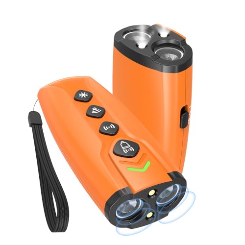 Deedlite Wiederaufladbar Ultraschall-Bellstopper drinnen draußen, Antibell Ultraschall Gerät für Hunde mit 3 Einstellbaren Frequenzen LED-Taschenlampe, von Deedlite