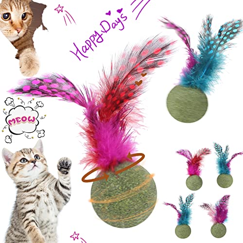 Deekin Interaktives Katzenspielzeug, Katzenminze, Federball, komprimiert, natürliche Katzenminze, Lutscher, natürliche Katzenminze, mit Federn oder Indoor-Katzen, lindert Stress, 6 Stück von Deekin