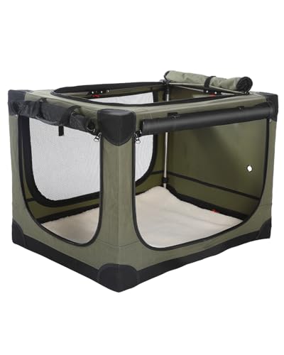 Deekuiwi 91,4 cm faltbare Reise-Hundebox, tragbare 4-Türer-Hundehütte für mittelgroße bis große Hunde, kaufeste Netzfenster, für den Innen- und Außenbereich, faltbar, mit Aufbewahrungstasche (Grün) Deekuiwi 91,4 cm faltbare Reise-Hundebox, tragbare 4-Türer-Hundehütte für mittelgroße bis große Hunde, kaufeste Netzfenster, für den Innen- und Außenbereich, faltbar, mit Aufbewahrungstasche (Grün) von Deekuiwi