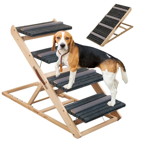 2-in-1 Hunderampe und Hundetreppe Klapprampe für Bett und Couch, geeignet für kleine bis mittelgroße Hunde, unterstützt bis zu 150 Pfund von DeerGym