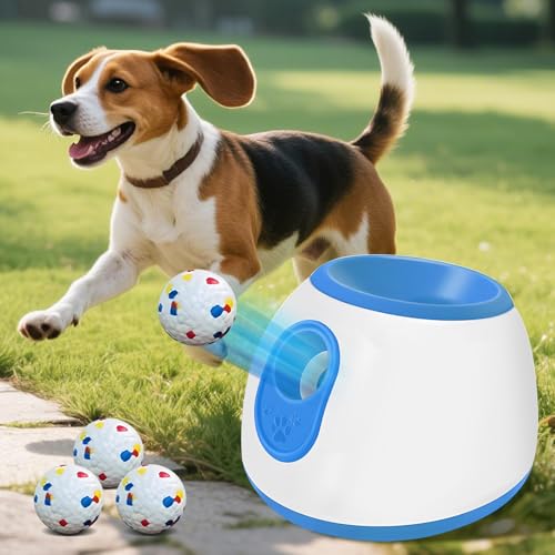 Deeteck Automatischer Ballwerfer für kleine und mittelgroße Hunde – interaktiver Hundeballwerfer mit 3 Startdistanzen (3 / 6 / 6 / 9 m) von Deeteck