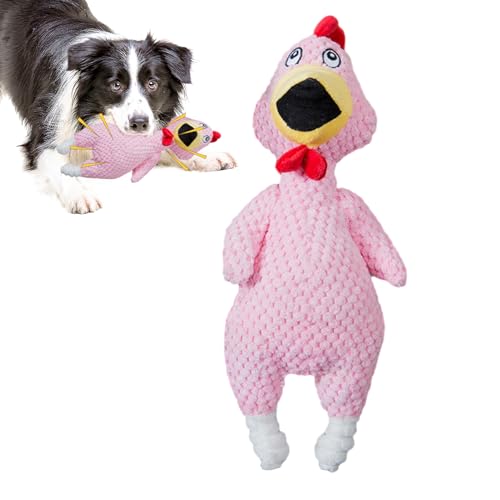 Deewar Hühner-Hundespielzeug mit Quietscher, quietschendes Hühner-Hundespielzeug | Quietschspielzeug für Hunde,Kauspielzeug für Hunde im schreienden Huhn-Design, Robustes, quietschendes Kauspielzeug von Deewar