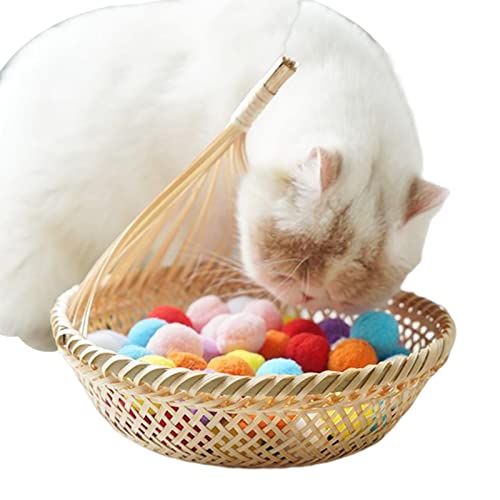 Deewar Katzenspielzeugball, Katzenspielzeug für Katzenbälle im Innenbereich - Tragbare Katzen-Pom-Pom-Bälle, 12 Stück | Katzenbommelball, elastisches Katzenballspielzeug, Bunte und weiche interaktive von Deewar