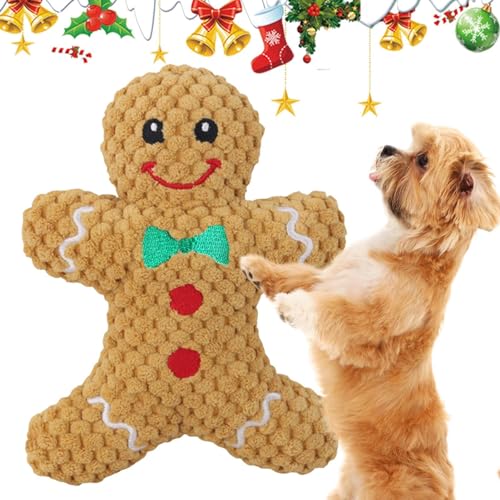 Deewar Weihnachts-Hundespielzeug - Süßes quietschendes Hundespielzeug,Kauspielzeug für Welpen, weiches Haustierspielzeug, gefüllt, süß, langlebig, interaktives, weihnachtliches, Robustes Kauspielzeug von Deewar