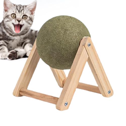 Katzenminze-Ball, interaktives Katzenminze-Spielzeug aus Holz, dreieckiger Katzenminze-Rollerball, multifunktionales Katzenminze-Balllecker-Spielzeug, Katzenkätzchen-Spielspielzeug, tragbares Katzenmi von Deewar
