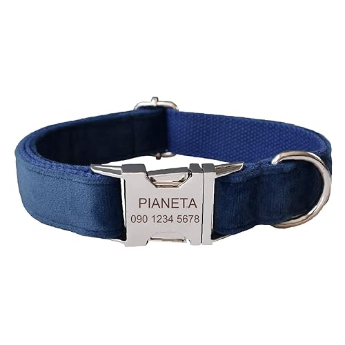 Personalisiertes Hundehalsband – weicher, bequemer Samt, individuelle Hundehalsbänder mit Haustierinformationen auf der Metallplatte, Hundeleine und Fliege erhältlich, Größe M (Hals 41,9 cm - 48,9 Personalisiertes Hundehalsband – weicher, bequemer Samt, individuelle Hundehalsbänder mit Haustierinformationen auf der Metallplatte, Hundeleine und Fliege erhältlich, Größe M (Hals 41,9 cm - 48,9 von Defgeph