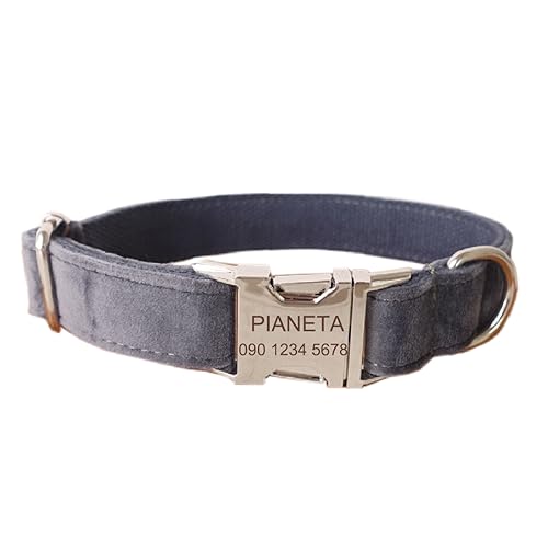 Personalisiertes Hundehalsband – weicher, bequemer Samt, individuelle Hundehalsbänder mit Haustierinformationen auf der Metallplatte, Hundeleine und Fliege erhältlich (Größe XL Halsumfang 55,9 cm - Personalisiertes Hundehalsband – weicher, bequemer Samt, individuelle Hundehalsbänder mit Haustierinformationen auf der Metallplatte, Hundeleine und Fliege erhältlich (Größe XL Halsumfang 55,9 cm - von Defgeph
