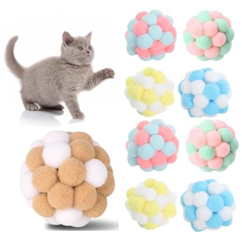 9 Stück Katzenspielzeug, bunte Katzenbälle mit Glocken, 5 cm, weiche Katzen-Pompons, Bälle, Katzen, interaktives Katzenspielzeug, Ball, Kätzchen, Spielen, Sport, Jagd, Training, Spielzeug für Katzen, 9 Stück Katzenspielzeug, bunte Katzenbälle mit Glocken, 5 cm, weiche Katzen-Pompons, Bälle, Katzen, interaktives Katzenspielzeug, Ball, Kätzchen, Spielen, Sport, Jagd, Training, Spielzeug für Katzen, von Defresit