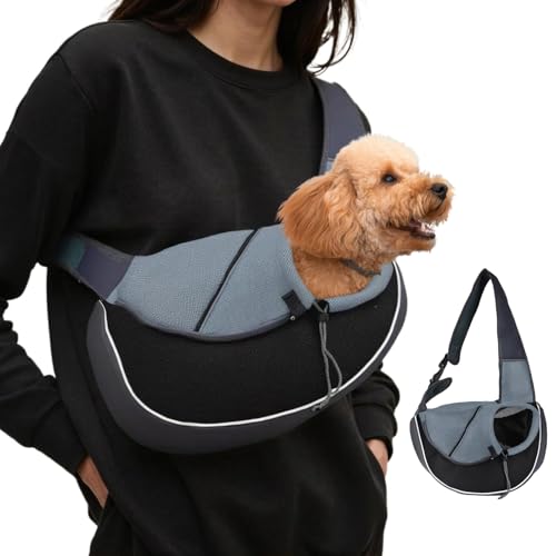Transporttasche Hund M Schwarz für Hunde Katzen, Atmungsaktiv Polypropylen, Verstellbar für Outdoor Flugzeug Subway(48x28x13cm) von Defresit