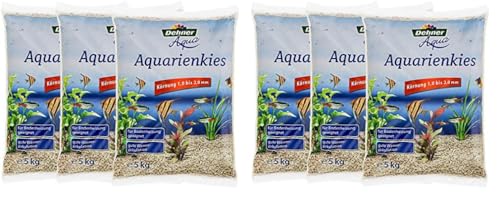 Dehner Aqua Aquarienkies, Körnung 1-2 mm, 3 x 5 kg (15 kg), weiß (Packung mit 2) von Dehner