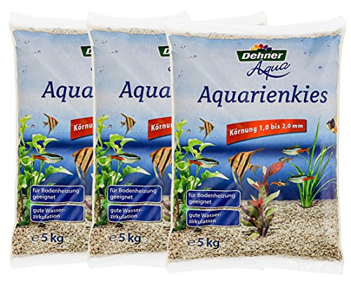 Dehner Aqua Aquarienkies, Körnung 1 - 2 mm, 3 x 5 kg (15 kg), weiß von Dehner
