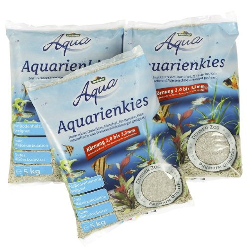 Dehner Aqua Aquarienkies, Körnung 2 - 3.2 mm, 3 x 5 kg (15 kg), weiß von Dehner