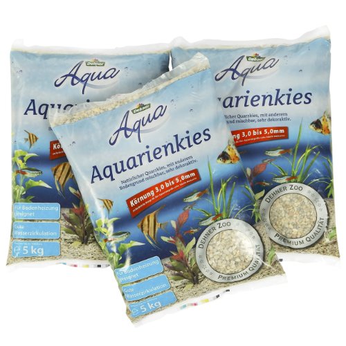 Dehner Aqua Aquarienkies, Körnung 3 - 5 mm, 3 x 5 kg (15 kg), weiß von Dehner