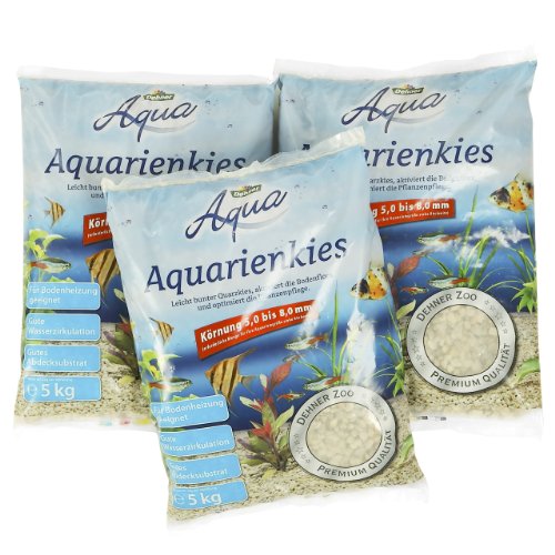 Dehner Aqua Aquarienkies, Körnung 5 - 8 mm, 3 x 5 kg (15 kg), weiß von Dehner