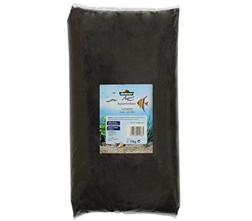 Dehner Aqua Aquariensand | feiner Kies für Aquarien | schwarzer Farbsand | dekorativer Bodengrund | Sand für Süßwasser-Aquarium | Aquarienkies | Zierkies | Körnung 0.4-1.2 mm | abgerundet | 5 kg von Dehner