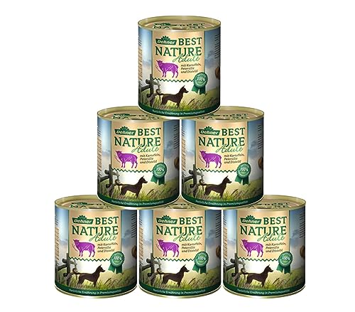 Dehner Best Nature Hundefutter, Nassfutter getreidefrei, für ausgewachsene Hunde, Lamm / Kartoffeln / Petersilie, 6 x 800 g Dose (4.8 kg) von Dehner