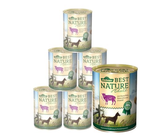 Dehner Best Nature Hundefutter, Nassfutter getreidefrei, für ausgewachsene Hunde, Lamm / Kartoffeln / Petersilie, 6 x 400 g Dose (2.4 kg) von Dehner