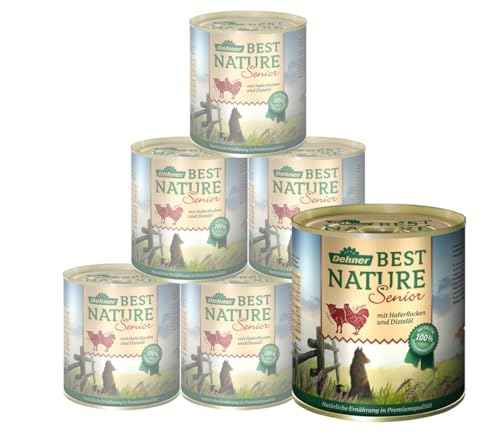 Dehner Best Nature Hundefutter, Nassfutter, für ältere Hunde, Lamm / Geflügel / Haferflocken, 6 x 800 g Dose (4.8 kg) von Dehner