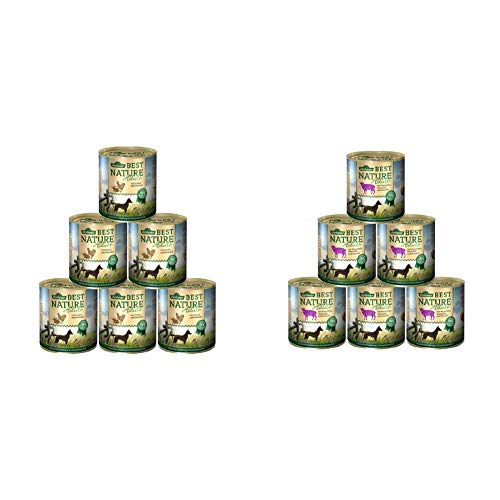 Dehner Best Nature Hundefutter Adult, Huhn und Kaninchen mit Nudeln, 6 x 800 g (4.8 kg) & Best Nature Hundefutter Adult, Lamm und Kartoffeln mit Petersilie, 6 x 800 g (4.8 kg) von Dehner