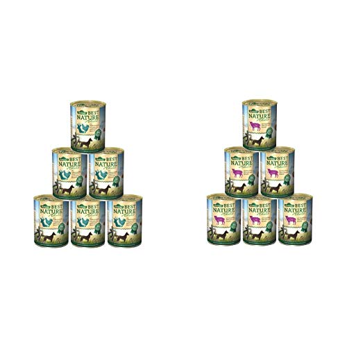 Dehner Best Nature Hundefutter Adult, Wild und Huhn mit Nudeln, 6 x 400 g (2.4 kg) & Best Nature Hundefutter Adult, Lamm und Kartoffeln mit Petersilie, 6 x 400 g (2.4 kg) von Dehner