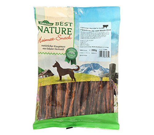 Dehner Best Nature Hundesnack, Leckerli 100 % natürlich / fettarm, auch für übergewichtige Hunde, Fleisch-Sticks vom Weiderind, 200 g von Dehner