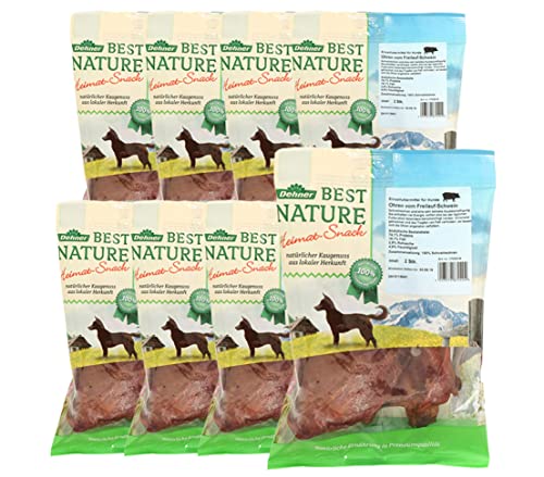 Dehner Best Nature Hundesnack, Leckerli 100 % natürlich, Kausnack für Hunde, Schweineohren, 8 x 2 Stück (720 g) von Dehner