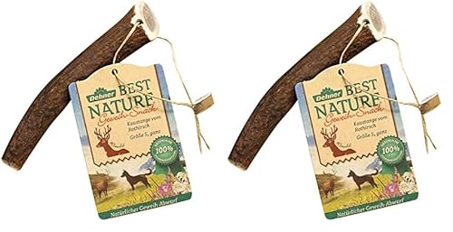 Dehner Best Nature Hundesnack, hochwertiges Leckerli geruchsarm / 100% narürlich, Kausnack für Hunde, Rothirsch-Geweih ganz, Größe S (Packung mit 2) von Dehner