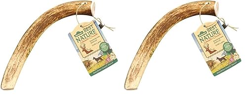 Dehner Best Nature Hundesnack, hochwertiges Leckerli geruchsarm / 100% natürlich, Kausnack für Hunde, Rothirsch-Geweih, Größe L (Packung mit 2) von Dehner
