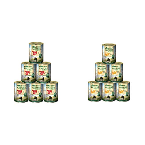 Dehner Best Nature Katzenfutter Adult, Rind und Pute, 6 x 400 g (2.4 kg) & Best Nature Katzenfutter Adult, Geflügel und Leber, 6 x 400 g (2.4 kg) von Dehner